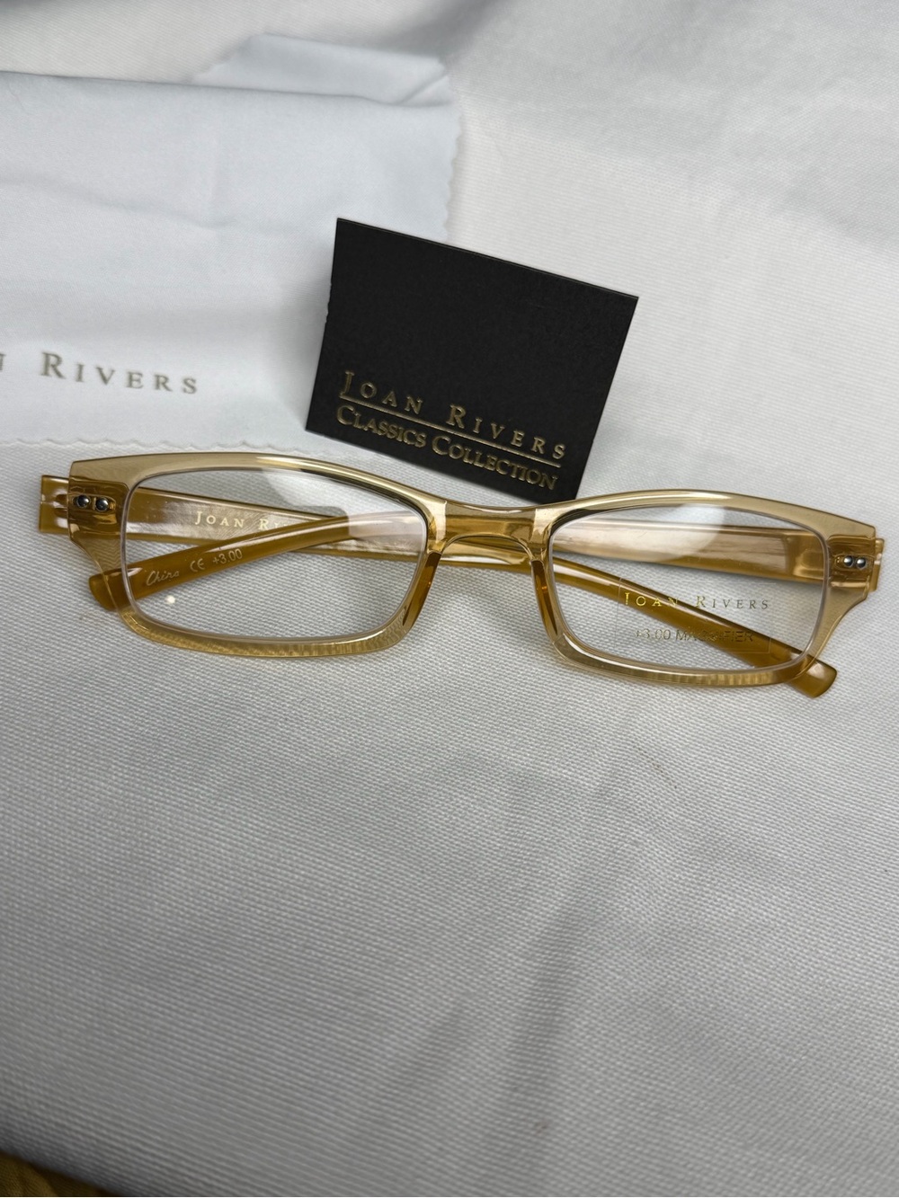Joan Rivers Translucent Amber Rectangular Sunglasses